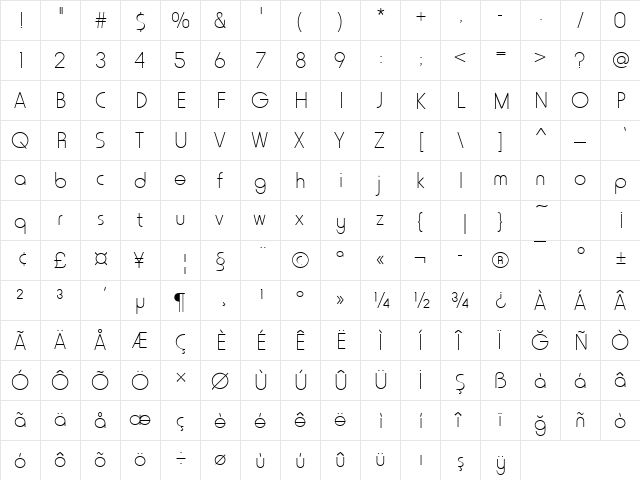 Horatio Regular  glyph index