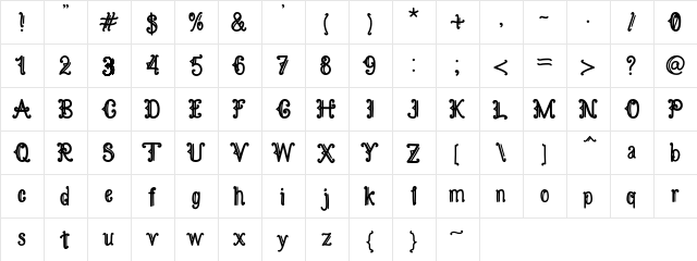 Kamandungan Regular  glyph index