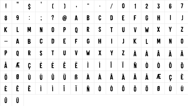 Silent Echo DEMO Regular  glyph index