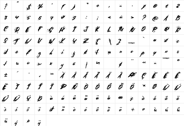 Last Words from the Earth Regular  glyph index