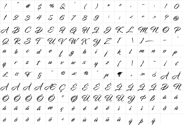 Infinite Stroke Regular  glyph index