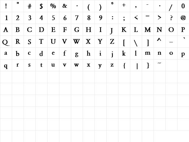 Ummama 10 Regular  glyph index