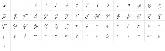 Freville Regular  glyph index