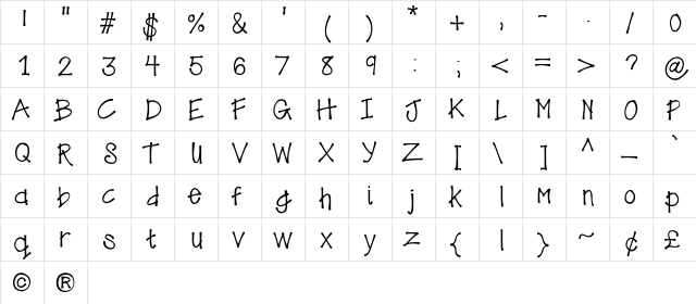 KLCassidy Medium  glyph index