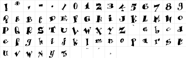Krazy Regular  glyph index