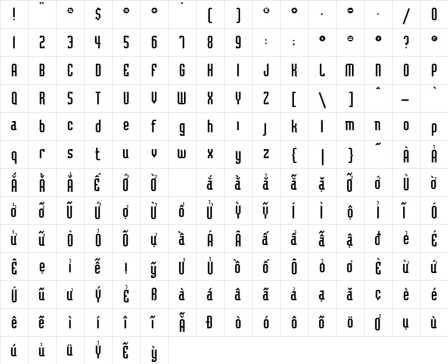 VPS Hoang Sa Regular  glyph index