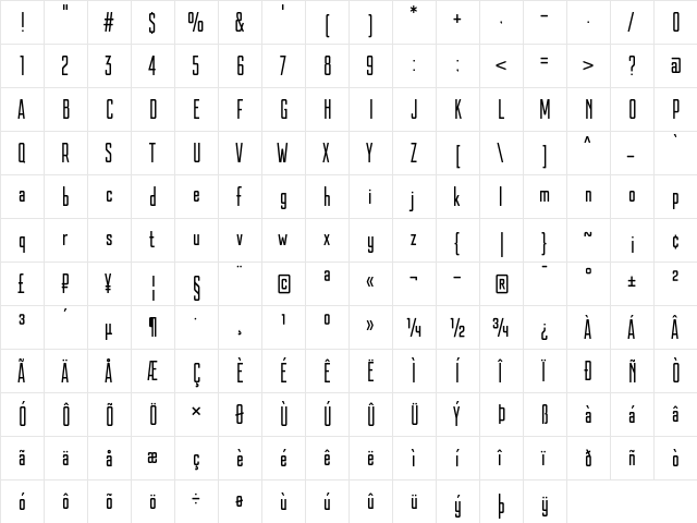 Kazmann Sans Regular  glyph index