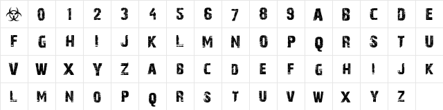 28 Days Later Cyr Regular  glyph index