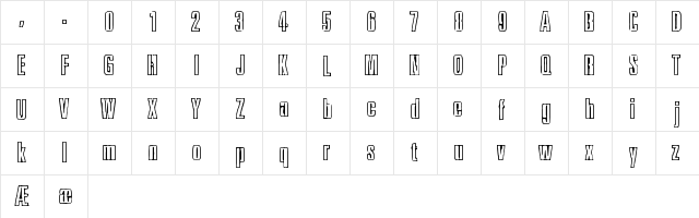 Ink Tank BRK Regular  glyph index