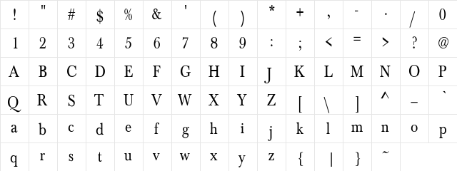 NewBaskervill 4 Regular  glyph index