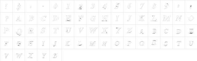StegosaurusOutline Italic  glyph index