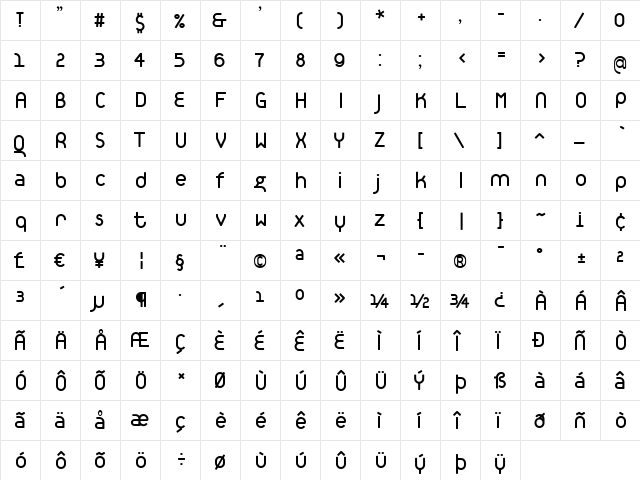 TantalusAlternative Regular  glyph index