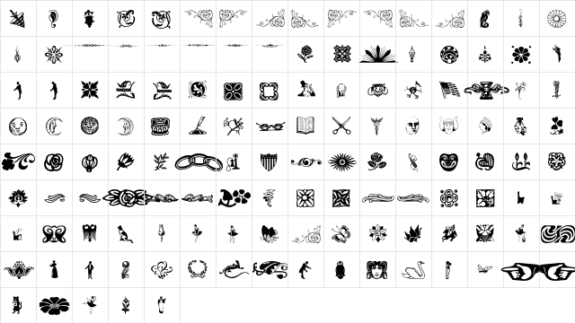 Davys Dingbats Regular  glyph index
