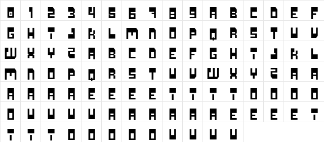 Galaxia Regular  glyph index