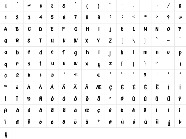 Stabillo Medium Regular  glyph index