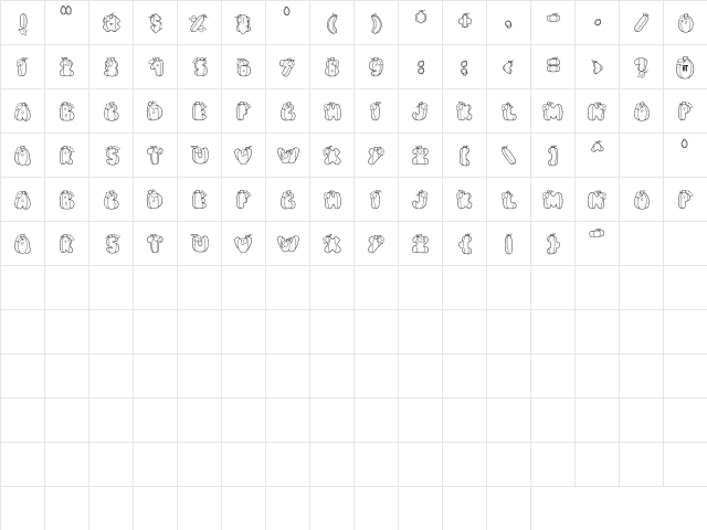 LD Pumpkin Regular  glyph index
