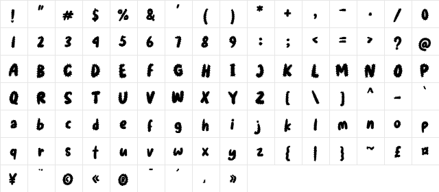 Kuman Regular  glyph index