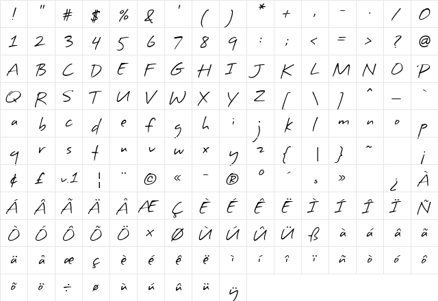DesertDogHmk Regular  glyph index