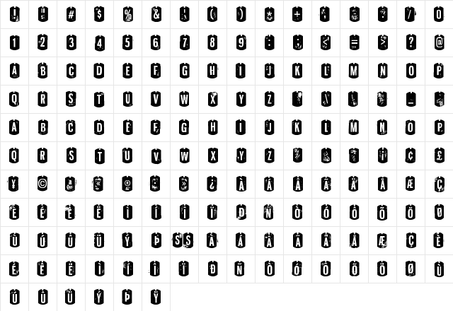 Nyxali Regular  glyph index