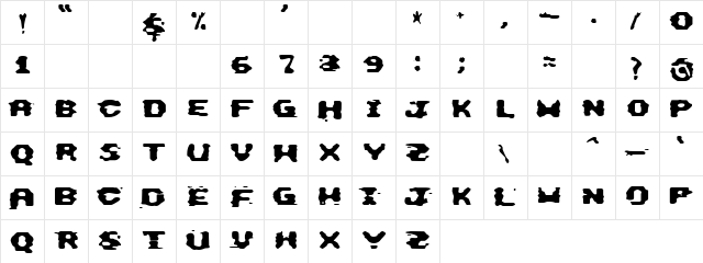 Cheater Regular  glyph index