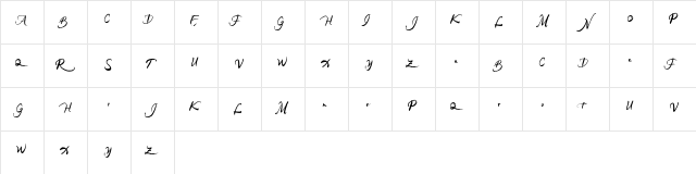 RAINFOREST Regular  glyph index