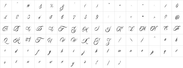 Bordemile DEMO Regular  glyph index