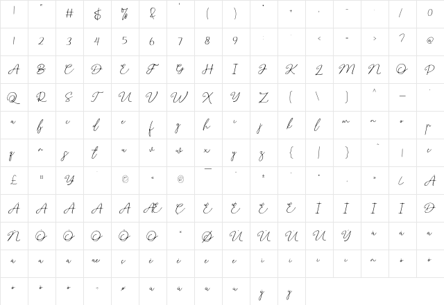 Spring Beauty Regular  glyph index