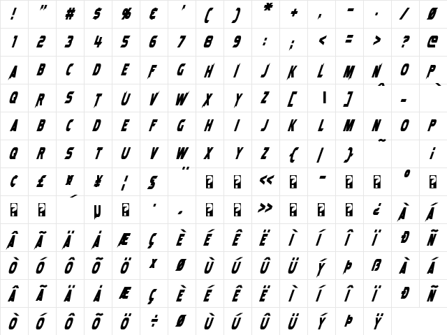 Laser Rod Oblique Oblique  glyph index