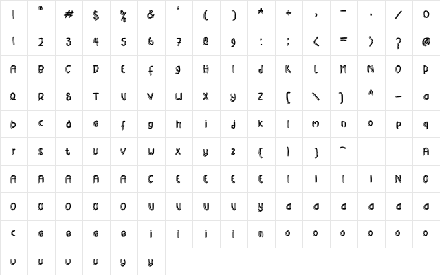 Happy Sport Regular  glyph index