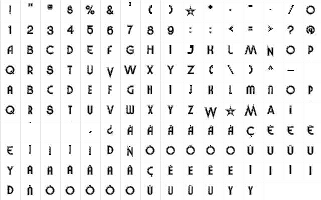 Vinyl Smooth BV Regular  glyph index