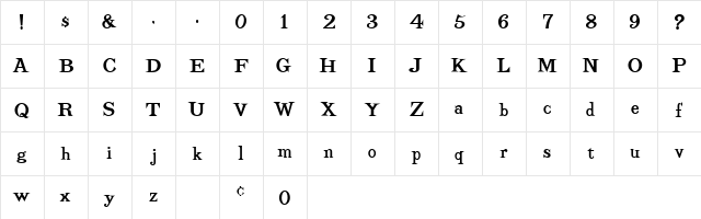 KenOnHoliday Regular  glyph index