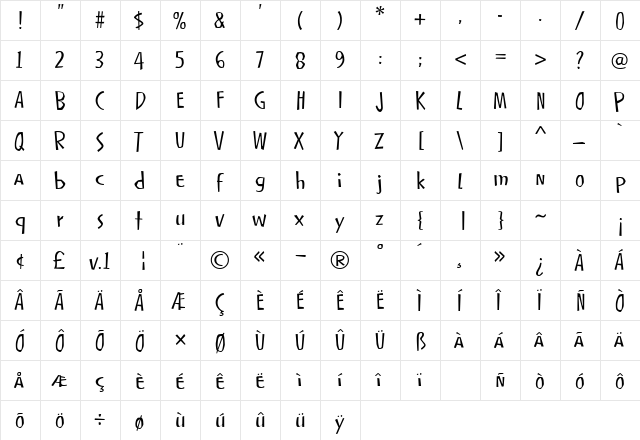 SplintHmk Regular  glyph index