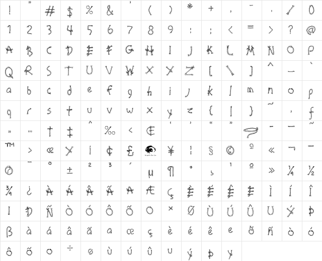 BoundAOE Regular  glyph index