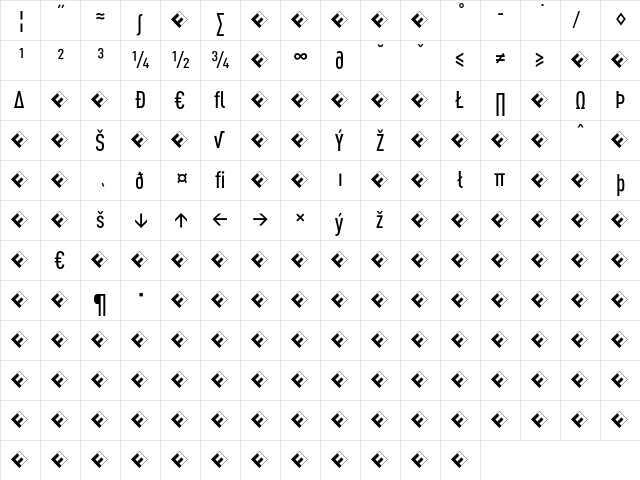 DINCond-MediumExpert Regular  glyph index