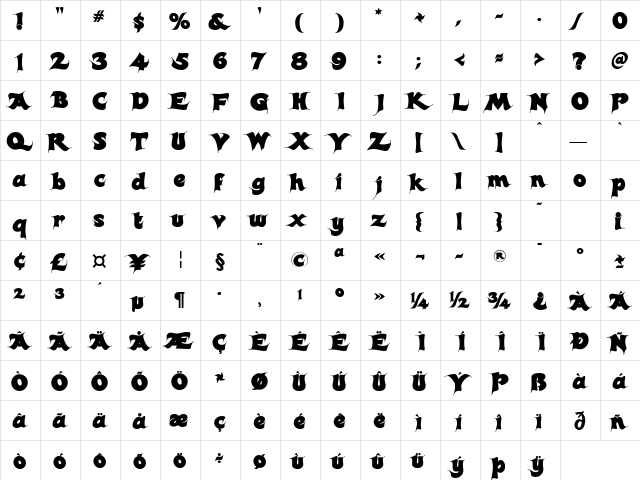 Candles Regular Candles Regular  glyph index