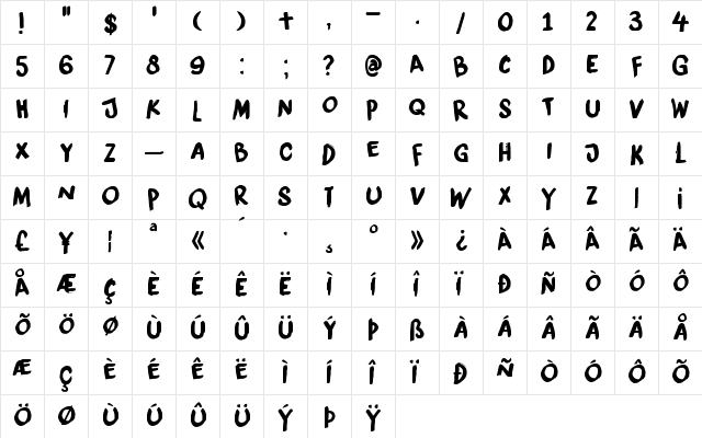 DK Liquid Embrace Regular  glyph index