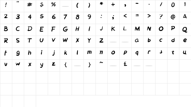 tebal_font Medium  glyph index