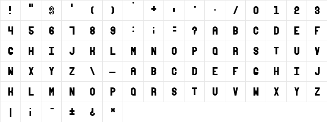 absender regular  glyph index