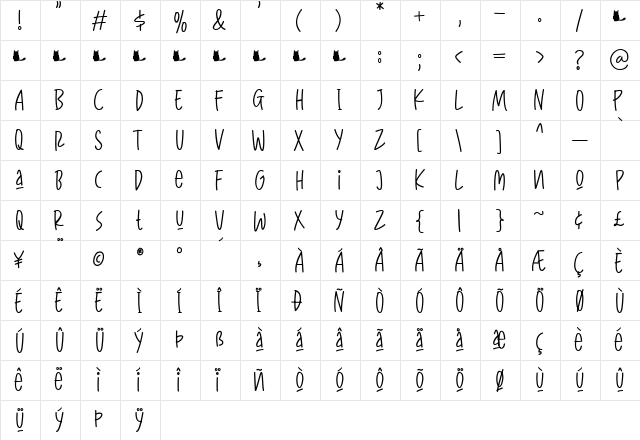 CattyLines Med Regular  glyph index