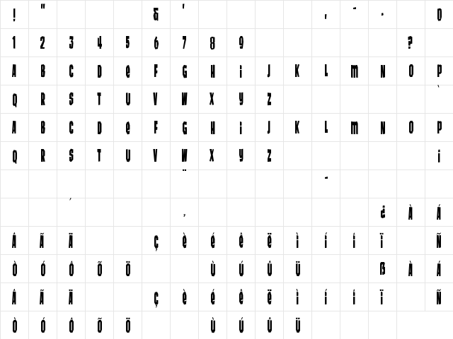 Wunderbar Regular  glyph index