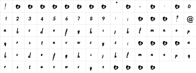 Teardrops Regular  glyph index