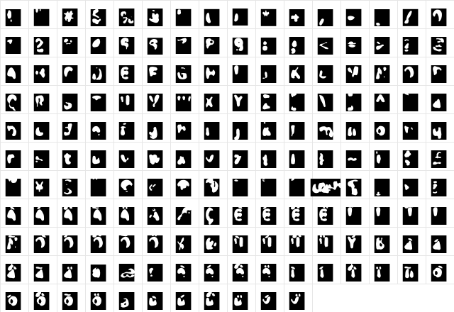 CrashCameo Regular  glyph index