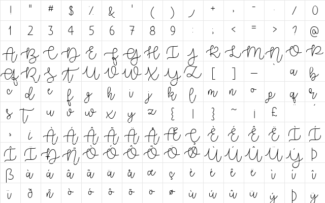 Better Together Demo Regular  glyph index