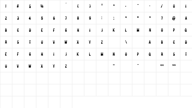 Waterline Medium  glyph index