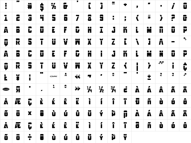 Anitlles Laser Regular  glyph index