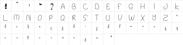 Kidtoy! Regular  glyph index