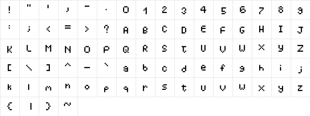 Distorted Regular  glyph index