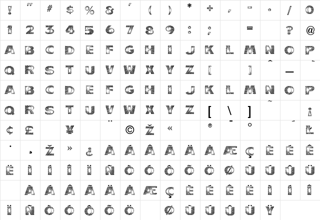 Burst Regular  glyph index