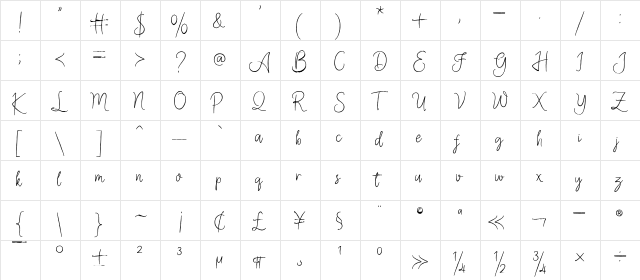 Aligator Regular  glyph index