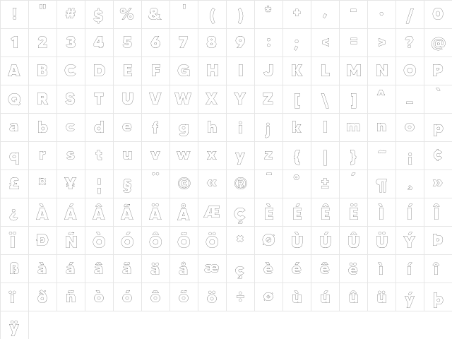 MADE TOMMY Outline ExtraBold  glyph index